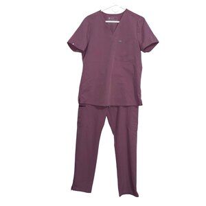 Mauve Figs Technical Collection Medical Scrubs Set With Cargo Pockets & Elastic
